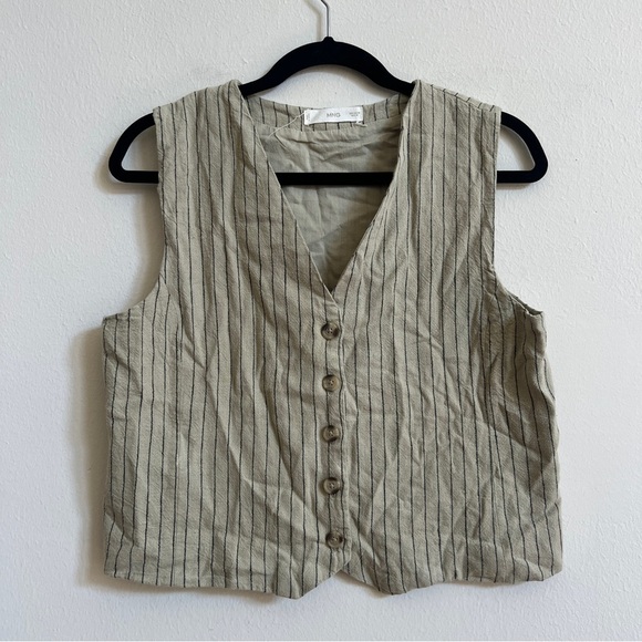 Mango Pin Striped Linen vest and wide leg trousers - Picture 8 of 9